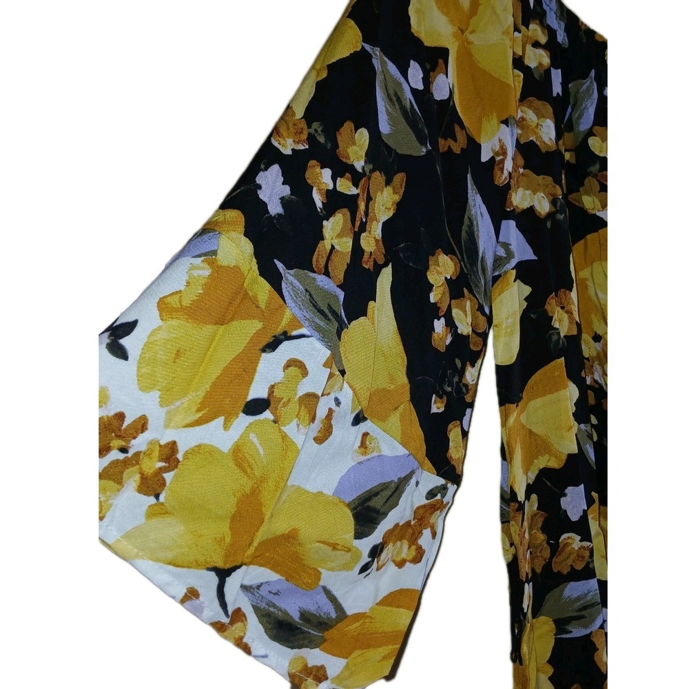 NWT Mile Gabrielle Floral Dress Yellow & Black Women's Sz XL Cottage Core - Picture 4 of 5